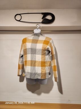 Tahari Yellow & Gray Plaid Turtleneck Sweater